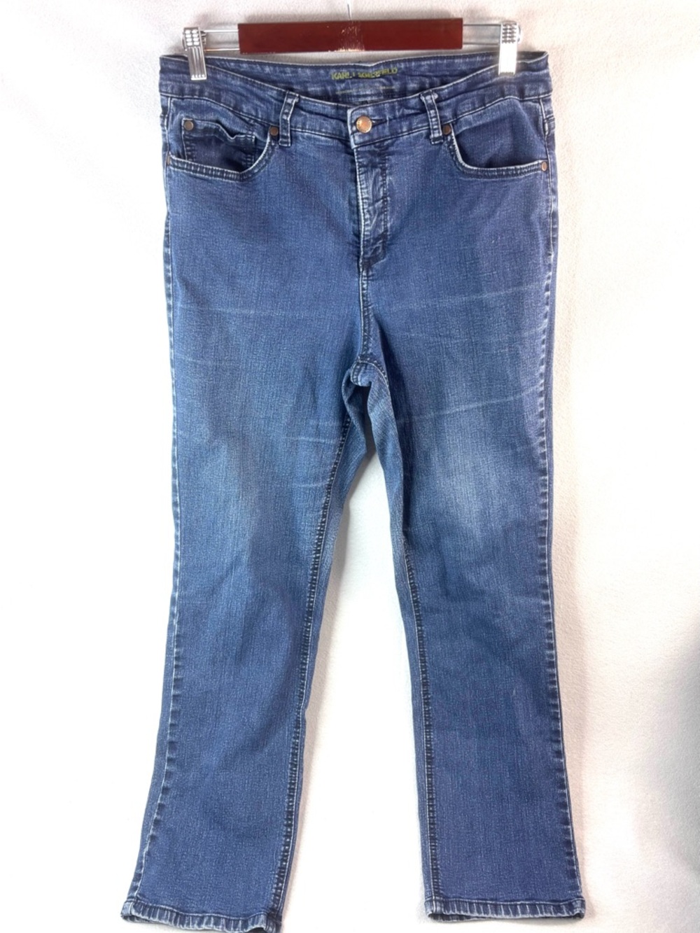 Karl Lagerfeld 12 32x29 High-Rise Straight-Leg Blue Jeans